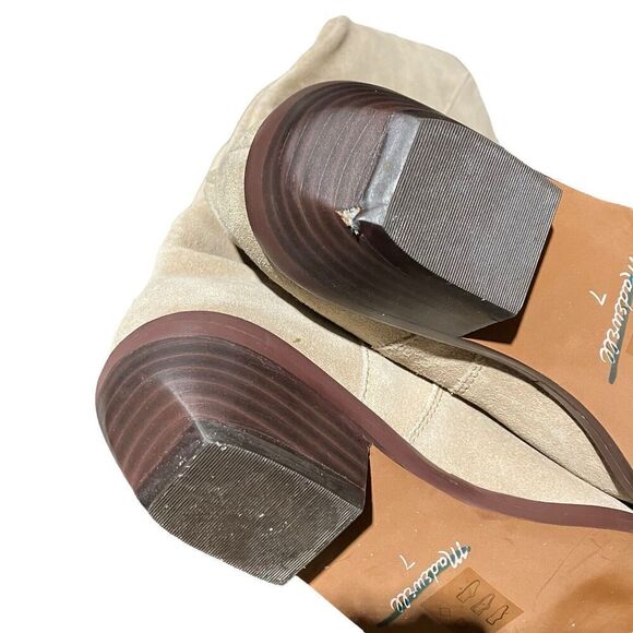 Madewell Boots WMNS 7 Beige Suede Antoine Tall Maple Seed Low Heel Capsule NN035 - Picture 8 of 10